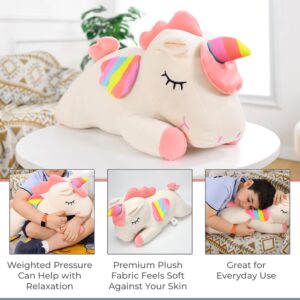 ZYSMALAT Large Weighted Stuffed Animals - Rainbow Unicorn Plush Pillow - 24 inch - 4 lbs - Cute Plushie - Sensory Soft Comfort Companion for Kids and Adults - Calming Huggable Toy