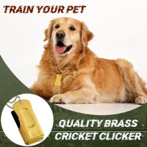 Jenaai 3 Pieces Dog Training Clicker Necklace Signaling Cricket Clicker Brass Pet Training Clicker for Puppy Dogs Cat(Gold)