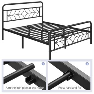 Yaheetech Full Size Bed Frame Metal Platform Bed with Sparkling Star-Inspired Design Headboard, 13 Inch Underbed Storage, No Box Spring Needed, Easy Assembly, Modern, Black