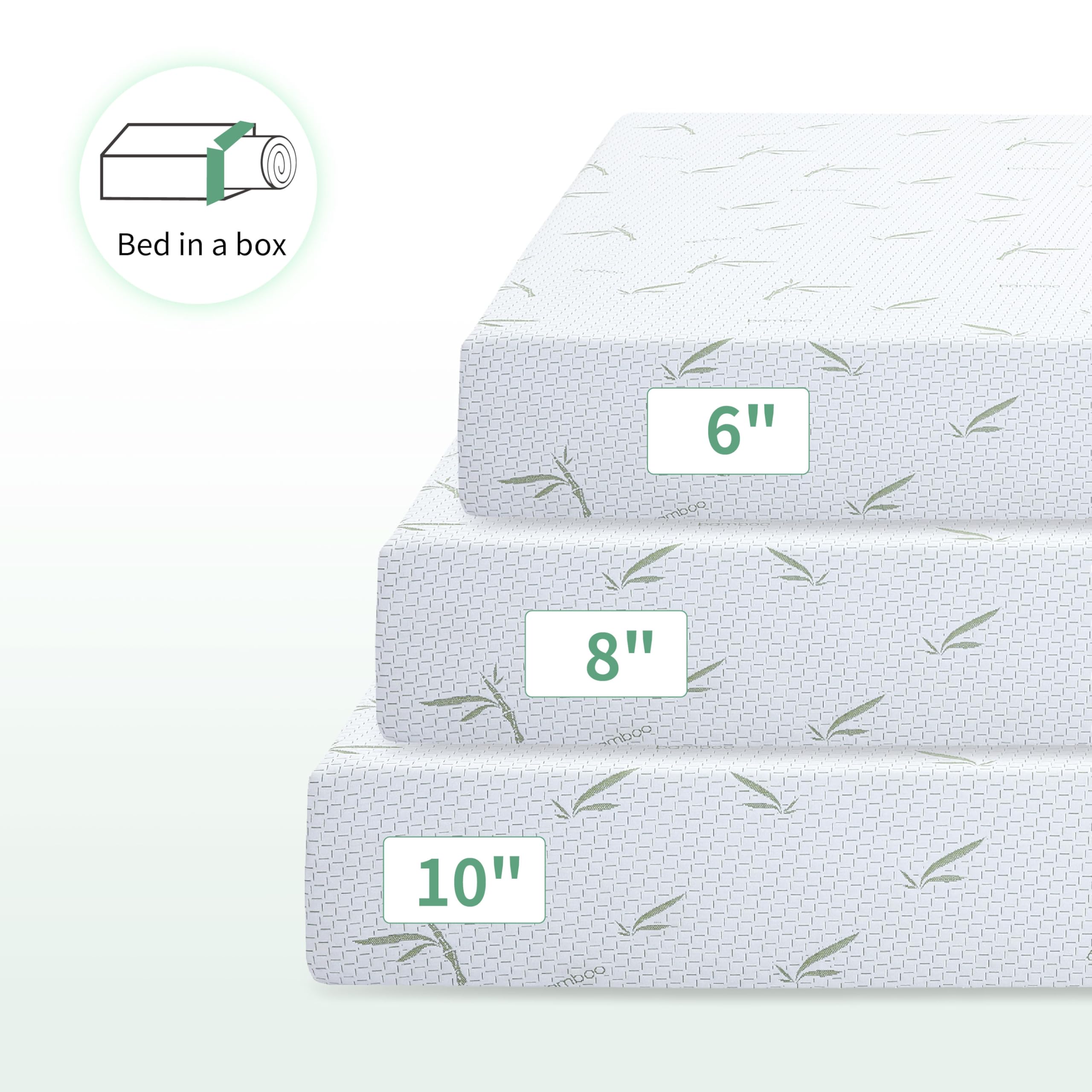 Dyonery 8 Inch Full Memory Foam Mattress, Cooling Green Tea Gel Mattress in a Box, Rayon Mattress for Breathable Sleep, Made in USA, Certipur-Us Certified, Medium Mattress, 54x75x8”