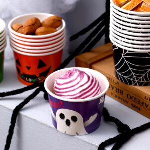 Winoo Design Halloween Treat Cups Disposable - 40 PK - 8oz Ice Cream Paper Cups Party Cups for Halloween Party Supplies Halloween Decoration Decor Tableware