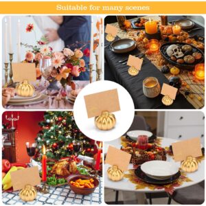 Yaomiao 16 Pcs Thanksgiving Table Decor Fall Card Holder Pumpkin Place Card Holder Mini Table Number Photo Holders for Fall Wedding Decorations Thanksgiving Halloween Bridal Party(Gold)