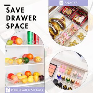 HOUSE DAY Desk Drawer Organizer Bins 4 PCS, 9*3*2" Clear Drawer Organizers with Silicone Pads, Vanity Organizers and Storage, Non Slip Plastic Drawer Organizer for Makeup, Bathroom, Kitchen, Office