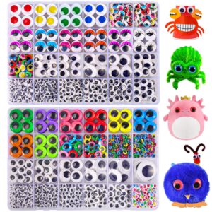 neng-q 2500pcs googly eyes, 48 styles googly eyes self adhesive for crafts, multi colors and sizes wiggle eyes for diy art projects craft supplies