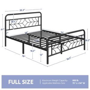 Yaheetech Full Size Bed Frame Metal Platform Bed with Sparkling Star-Inspired Design Headboard, 13 Inch Underbed Storage, No Box Spring Needed, Easy Assembly, Modern, Black