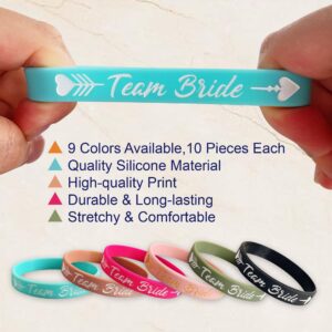 LADY&HOME 10 Pack Bachelorette Bracelet Team Bride Silicone Wristband for Bachelorette Party Favors Bride Tribe Gifts(sage Green)