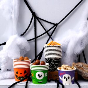 Winoo Design Halloween Treat Cups Disposable - 40 PK - 8oz Ice Cream Paper Cups Party Cups for Halloween Party Supplies Halloween Decoration Decor Tableware