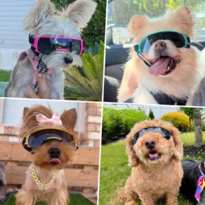 Lesypet Dog Sunglasses Small Breed, Dog Goggles for Small Dogs Windproof Anti-UV Glasses for Dogs Outdoor Eye Protection, Black