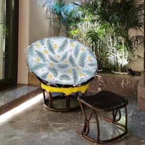 TORUTA Papasan Cushion Covers 50"D - Blue Leaf Flower Color 600D Waterproof Heavy Duty Oxford Cloth Outdoor patio Zippered Papasan Cushion Cover