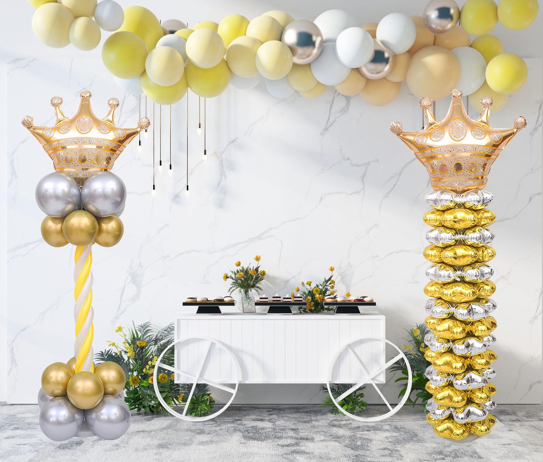 Metal Balloon Column Stand Kit Set of 2, 80 Inch Height Adjustable Balloon Tower Holder for Birthday, Wedding, Baby Shower, Graduation Party Decoration (2 sets)