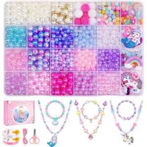 duducofu 900pcs mermaid bracelet making kit for girls kids charm diy beads for jewelry making, friendship bracelet kit with ocean pearl shell butterfly beads for bracelet necklace making