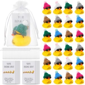 jenaai 60 sets inspirational mini rubber ducks bulk thank you gifts set you're ducking great team employee coworkers motivational appreciation gift with you're ducking awesome cheer cards party favor