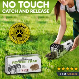 2-Pack, BESEI Humane Mouse Trap - Animal Friendly Rodent (Mouse and Rat) Trap, Catch and Release