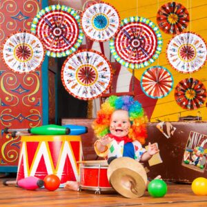 Outus 9 Pcs Carnival Hanging Paper Fans Decoration Circus Animals Paper Fans Classroom Decoration Carnival Circus Theme Ceiling Wall Garland for Circus Birthday Baby Shower Party Favors