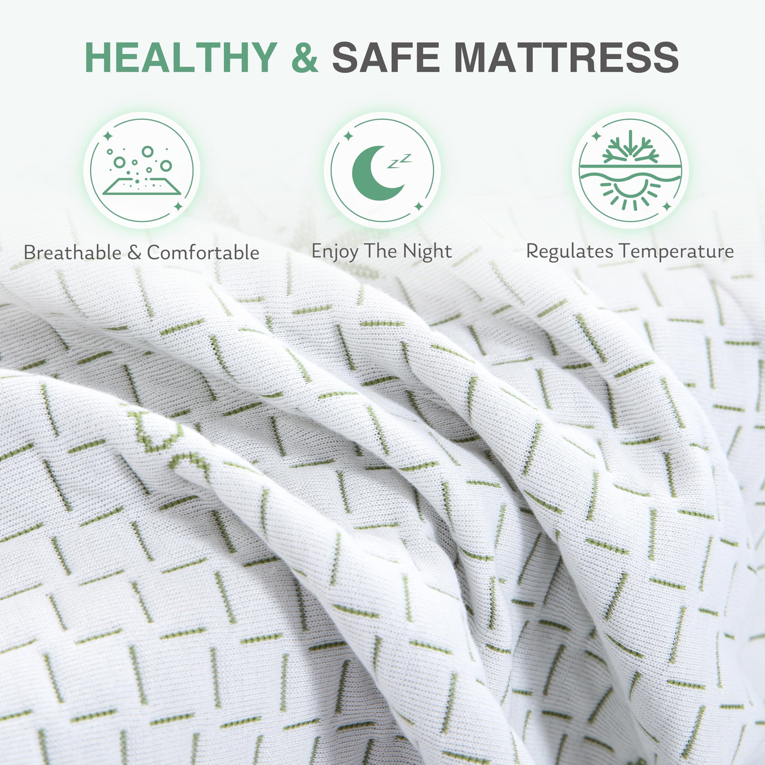 Dyonery 8 Inch Twin Memory Foam Mattress for Kids, Cooling Green Tea Gel Mattress in a Box, Rayon Mattress for Breathable Sleep, Made in USA, Certipur-Us Certified, Medium Mattress, 38x75x8”