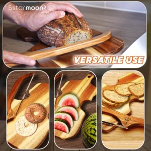 US Designed - Hand Crafted Wooden Bread Bow Knife - Acacia Wood Cutting Board - Bread Saw - Sourdough Bread Knife for Homemade Bread with Linen Storage Bag- Bread Knife Wooden Bread Cutting Board