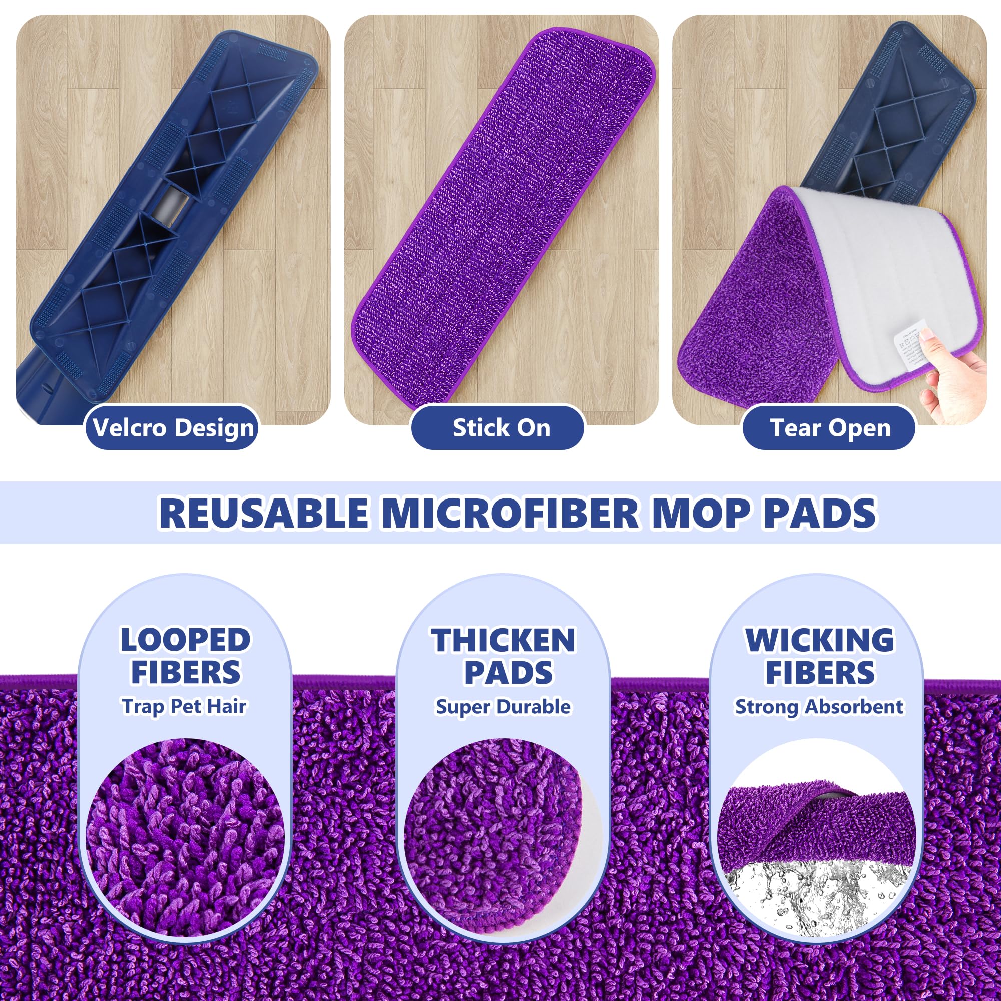 Microfiber Spray Floor Mop, Wet Dry Mop for Floor Cleaning Hardwood Floor Mop with 4 Reusable Washable Pads, Dust Cleaning Mop Flat Mop with Sprayer for Wood Laminate Tile Vinyl Kitchen Bathroom Floor