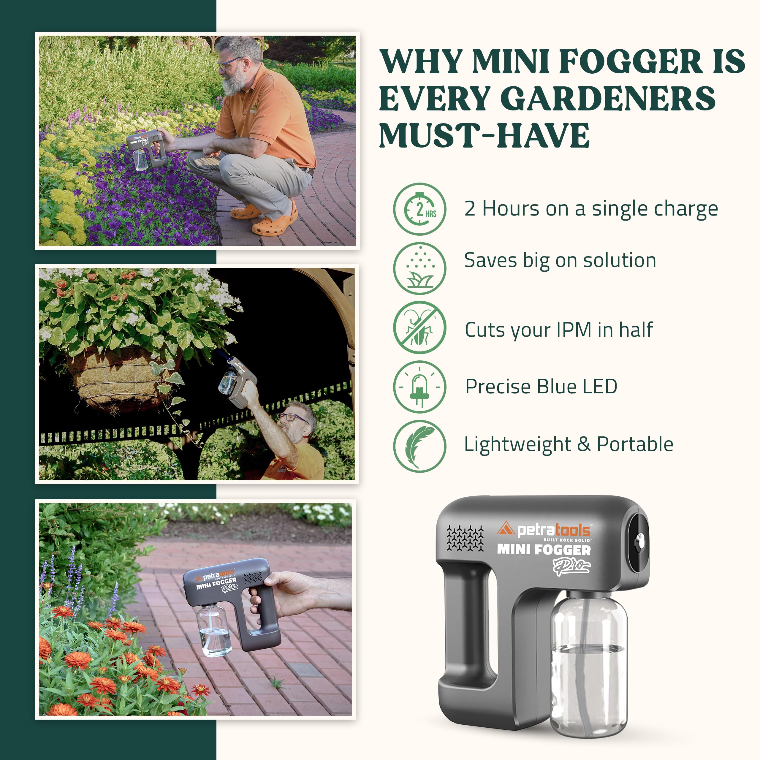 PetraTools Mini Fogger Pro - Two Sprayer Bottle, Mini Fogger Machine, Plant Atomizer, Fogger for Plants, Water Mister Sprayer for Pest Control for Indoor Plants & Outdoor Plants (Includes 2nd Bottle)