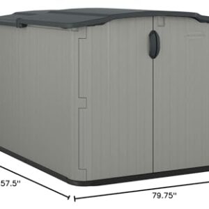 Suncast Glidetop Horizontal Outdoor Storage Shed with Pad-Lockable Sliding Lid and Doors, All-Weather Shed for Yard Storage, 57.5" W x 79.75" D x 52" H