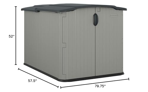 Suncast Glidetop Horizontal Outdoor Storage Shed with Pad-Lockable Sliding Lid and Doors, All-Weather Shed for Yard Storage, 57.5" W x 79.75" D x 52" H