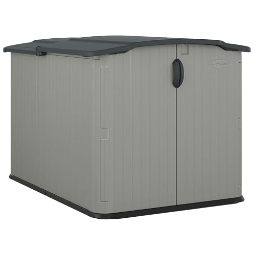 Suncast Glidetop Horizontal Outdoor Storage Shed with Pad-Lockable Sliding Lid and Doors, All-Weather Shed for Yard Storage, 57.5" W x 79.75" D x 52" H