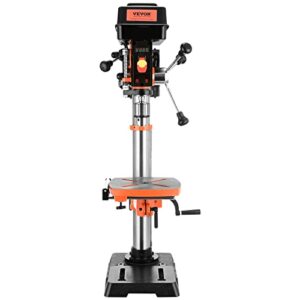 VEVOR 12 in Benchtop Drill Press, 5 Amp 120V, Variable Speed Cast Iron Bench Drill Press, 12 in Swing Distance 0-45° Tiltling Worktable with Laser Work Light, Tabletop Drilling Machine for Wood Metal