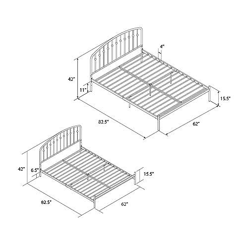 DHP Narla Metal Platform Bed, Queen, Black