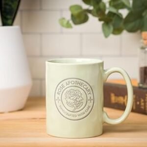 Silver Buffalo Schitt's Creek Rose Apothecary Circle Badge Wax Resist Ceramic Pottery Mug, 17 Ounces