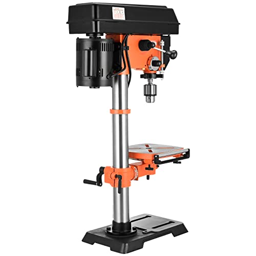 VEVOR 12 in Benchtop Drill Press, 5 Amp 120V, Variable Speed Cast Iron Bench Drill Press, 12 in Swing Distance 0-45° Tiltling Worktable with Laser Work Light, Tabletop Drilling Machine for Wood Metal