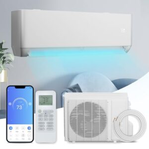 magshion 12000 btu mini split ac/heating system with 1 ton pre-charged heat pump, 22 seer2 115v wifi enabled wall mounted inverter ac - cools rooms up to 550 sq. ft, installation kits included