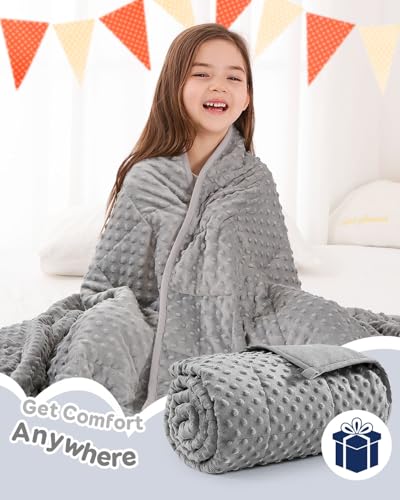 Kivik Weighted Blanket 3lbs, Small Minky Dotted Blankets, Soft Heavy Blanket Throw, Machine Washable, 36 x 48 Inches Grey