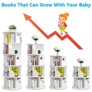 Rotating Bookshelf Tower, 360 Display 5 Tier Floor Standing Bookcase Storage Rack for Kids&Adults, Corner Bookshelf for Small Space, Book Shelf Rotating Bookcase for Bedroom, Living Room, Study