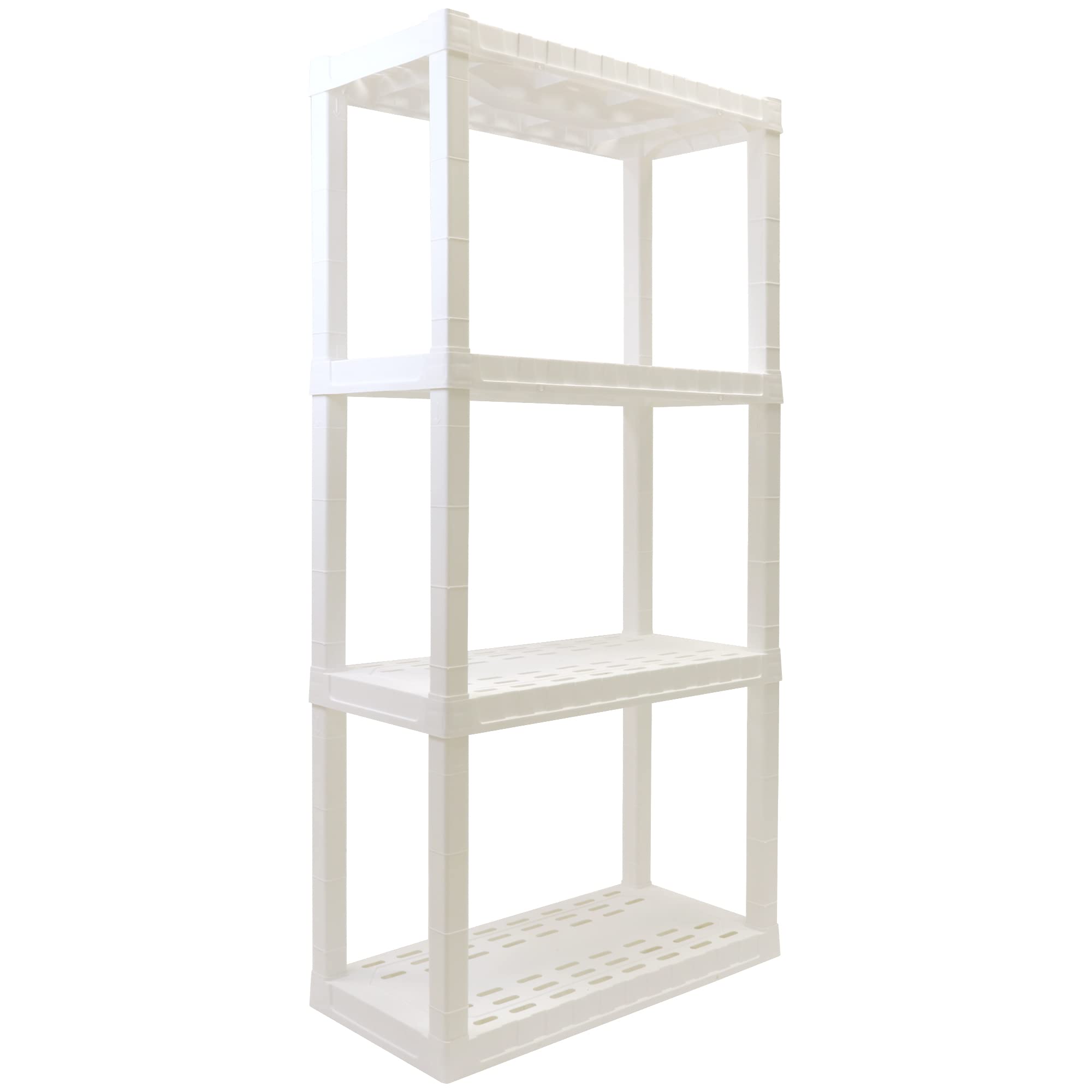 Koolatron 4-Tier Shelving Unit, 57 Fixed Height, Medium Storage Organizer for Home, Garage, Basement, Shed and Laundry Room, 14" D x 30" W x 57" H, Made with Recycled Materials, White