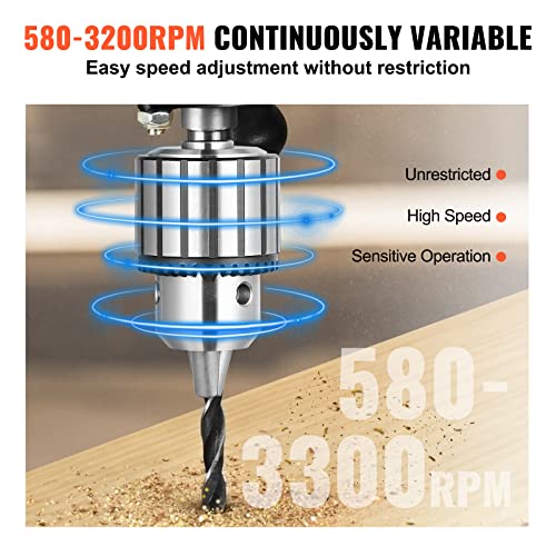 VEVOR 12 in Benchtop Drill Press, 5 Amp 120V, Variable Speed Cast Iron Bench Drill Press, 12 in Swing Distance 0-45° Tiltling Worktable with Laser Work Light, Tabletop Drilling Machine for Wood Metal