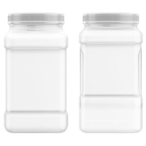 Mountain West Company Square Clear Jar with Pinch Handle, 4 Pack, Plastic Storage Container, Great for Food Storage, 1 Gallon Size