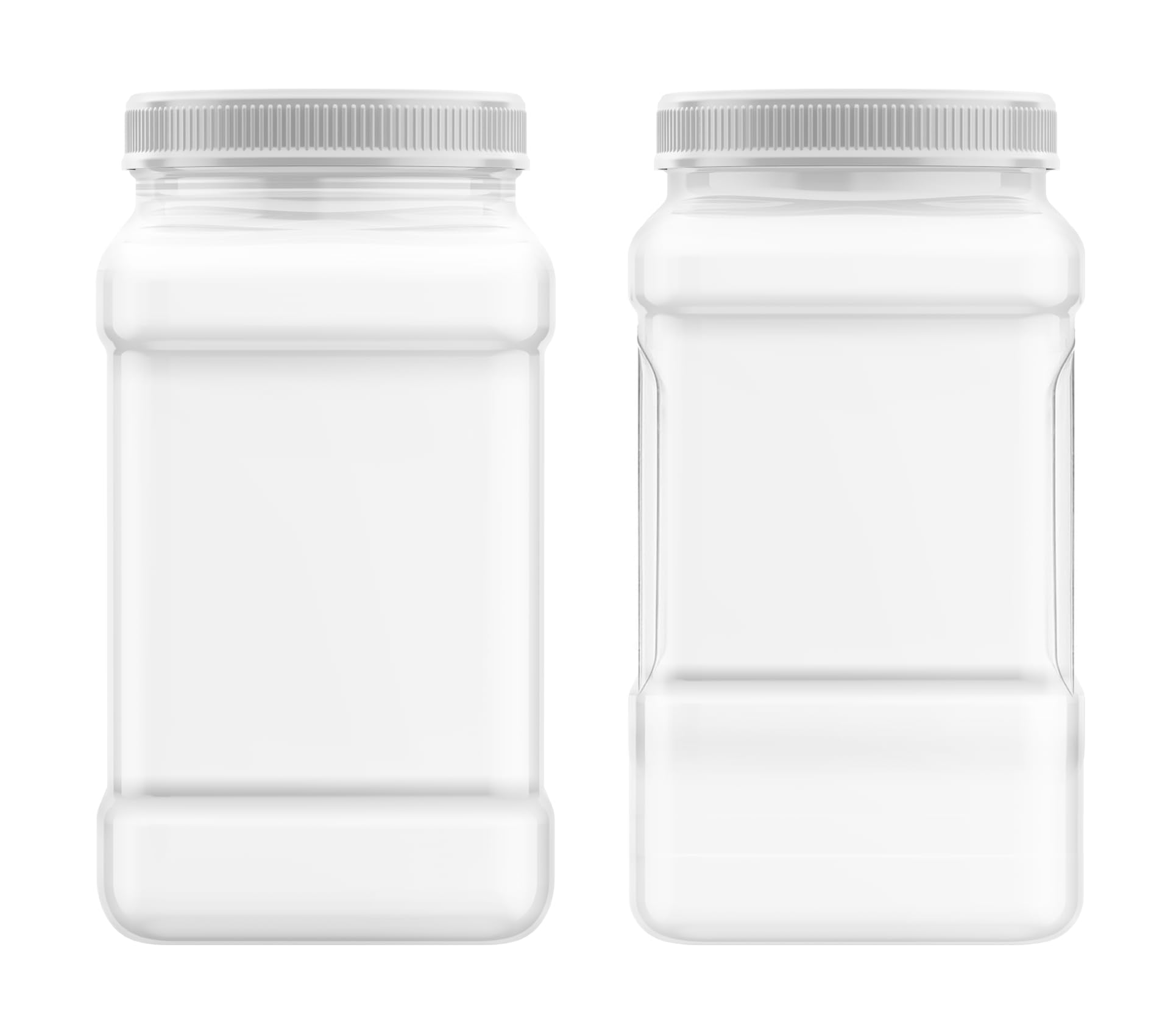 Mountain West Company Square Clear Jar with Pinch Handle, 4 Pack, Plastic Storage Container, Great for Food Storage, 1 Gallon Size