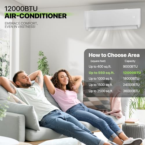 Magshion 12000 BTU Mini Split AC/Heating System with 1 Ton Pre-Charged Heat Pump, 22 SEER2 115V Wifi Enabled Wall Mounted Inverter AC - Cools Rooms up to 550 Sq. Ft, Installation Kits Included