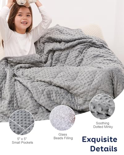 Kivik Weighted Blanket 3lbs, Small Minky Dotted Blankets, Soft Heavy Blanket Throw, Machine Washable, 36 x 48 Inches Grey