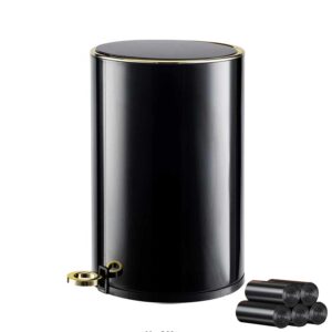 josuclen 2.0 gallon black metal trash can with lid, foot pedal, dual barrel design, 8l/2gallon, easy care