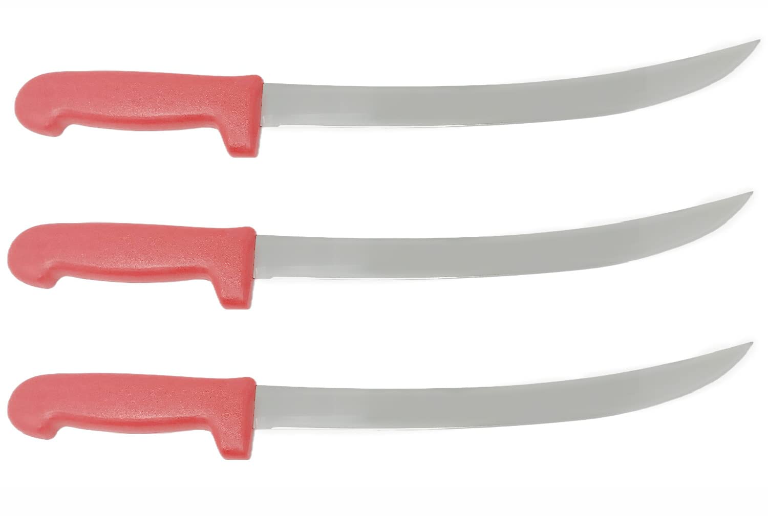 3 Pack - 12” Red Cimiter Butcher Knives - Cimiters - Curved Blades - Cozzini Cutlery Imports