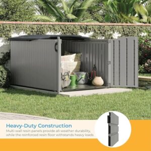 Suncast Glidetop Horizontal Outdoor Storage Shed with Pad-Lockable Sliding Lid and Doors, All-Weather Shed for Yard Storage, 57.5" W x 79.75" D x 52" H