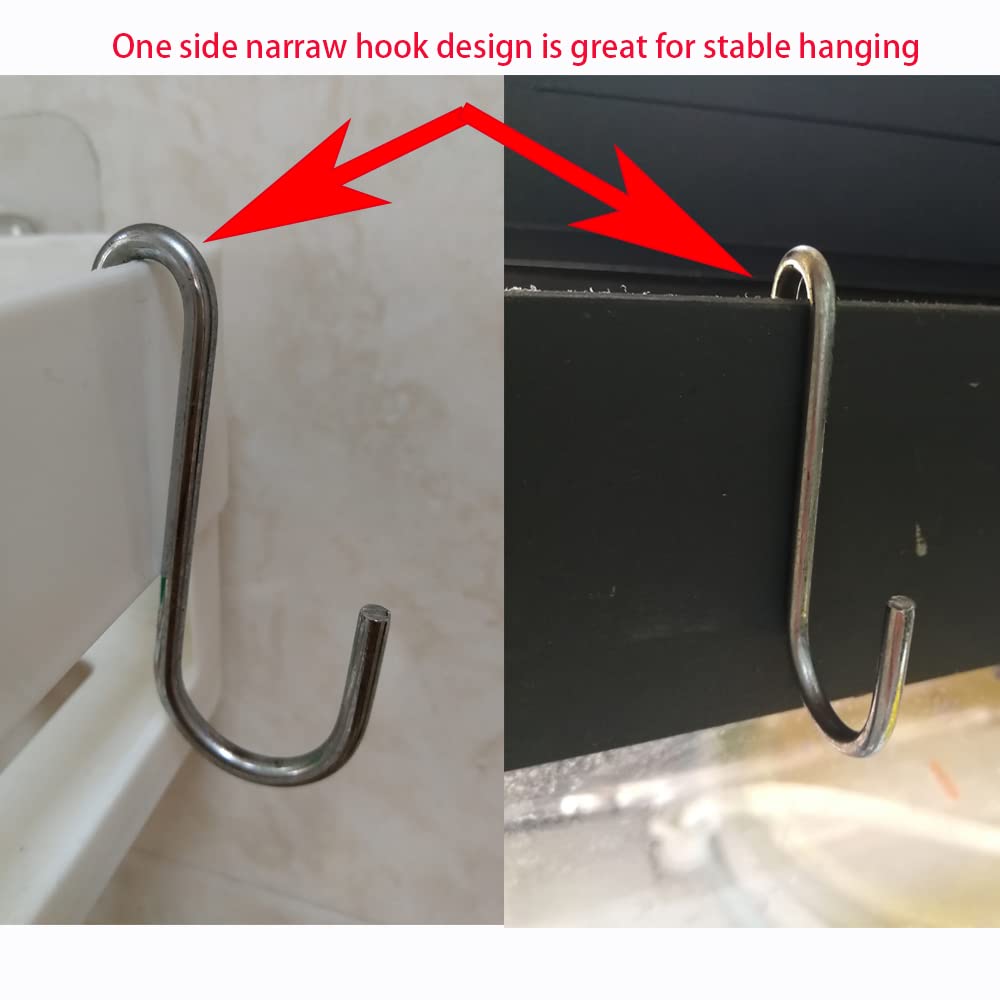 LU2000 Pack of 10 Heavy Duty S-Shape Hooks, Stainless Steel, 2.4" Pan Pot Holder Rack Hooks Hanging Hangers S Shaped Hooks for Kitchenware Pots Utensils Clothes Bags Towels Plants