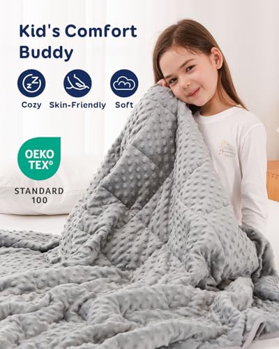 Kivik Weighted Blanket 3lbs, Small Minky Dotted Blankets, Soft Heavy Blanket Throw, Machine Washable, 36 x 48 Inches Grey