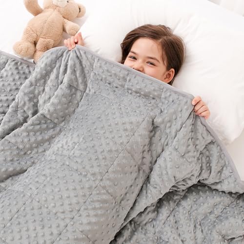 Kivik Weighted Blanket 3lbs, Small Minky Dotted Blankets, Soft Heavy Blanket Throw, Machine Washable, 36 x 48 Inches Grey