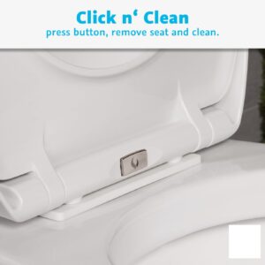 Bullseat Elongated Premium Slow Close Toilet Seat white - Click n’ Clean, Durable, Scratch Resistant