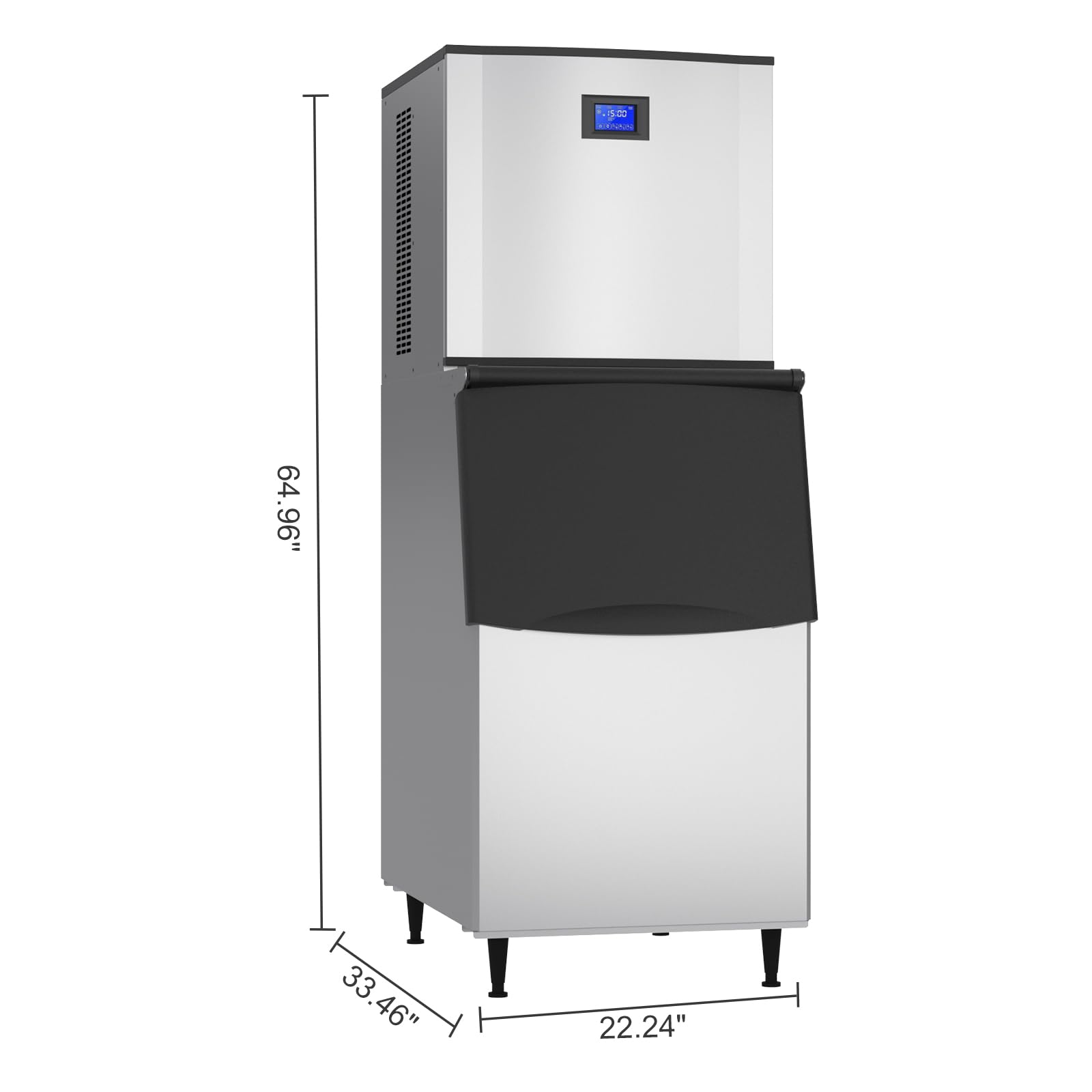 XPW Commercial Ice Maker Machine - 550LBS/24H with 350LBS Bin 110V 1200W Ultra Strong Compressor Stainless Steel Construction Fully Automatic Operation Perfect for Bar Restaurants and Business