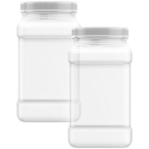 Mountain West Company Square Clear Jar with Pinch Handle, 2 Pack, Plastic Storage Container, Great for Food Storage, 1 Gallon Size