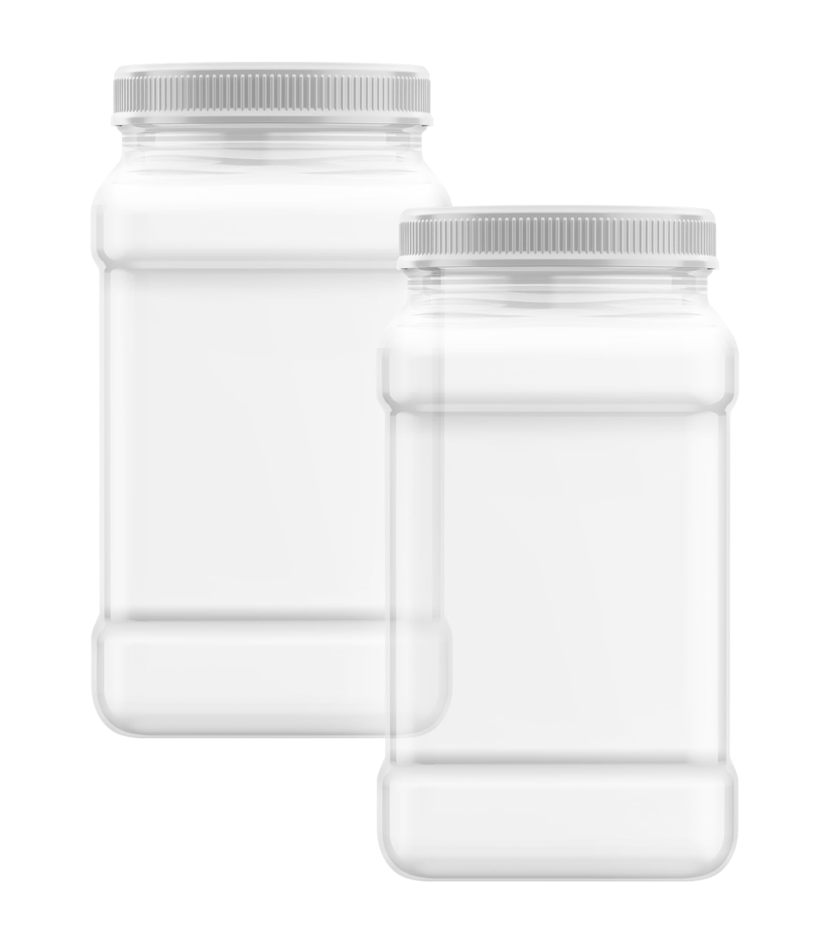 Mountain West Company Square Clear Jar with Pinch Handle, 2 Pack, Plastic Storage Container, Great for Food Storage, 1 Gallon Size