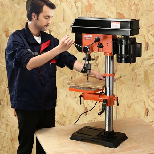 VEVOR 12 in Benchtop Drill Press, 5 Amp 120V, Variable Speed Cast Iron Bench Drill Press, 12 in Swing Distance 0-45° Tiltling Worktable with Laser Work Light, Tabletop Drilling Machine for Wood Metal