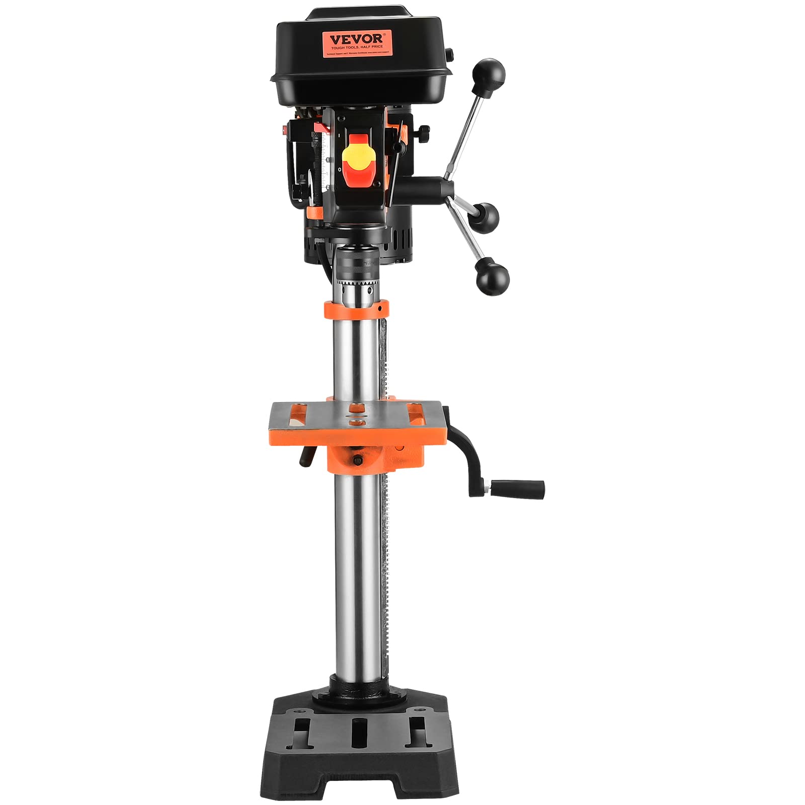 VEVOR 10 in Benchtop Drill Press, 3.2 Amp 120V, 5-Speed Cast Iron Bench Drill Press, 10 in Swing Distance 0-45° Tiltling Worktable with Work Light, Tabletop Drilling Machine for Wood Metal